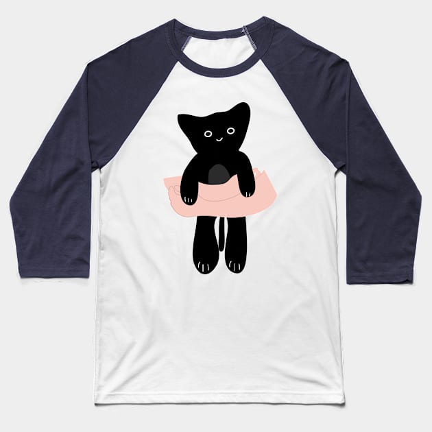 Cute bbaby black cat Baseball T-Shirt by CindyS